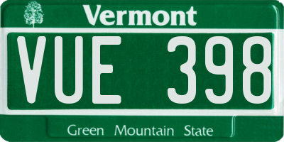 VT license plate VUE398