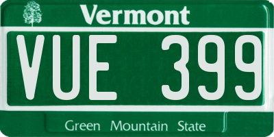 VT license plate VUE399