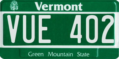 VT license plate VUE402