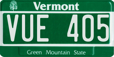 VT license plate VUE405