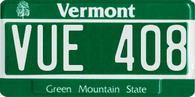 VT license plate VUE408