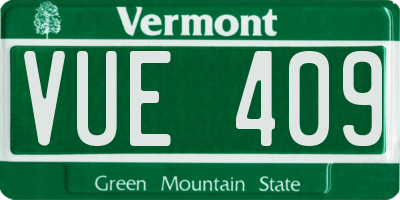 VT license plate VUE409