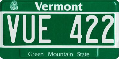 VT license plate VUE422