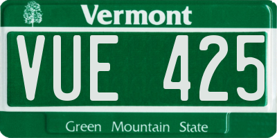 VT license plate VUE425
