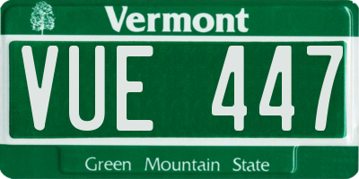 VT license plate VUE447