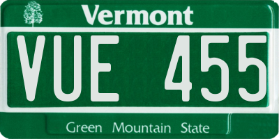 VT license plate VUE455