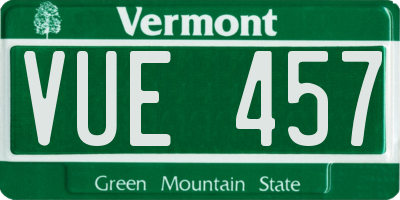 VT license plate VUE457