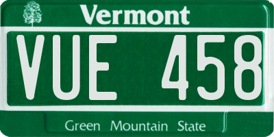 VT license plate VUE458