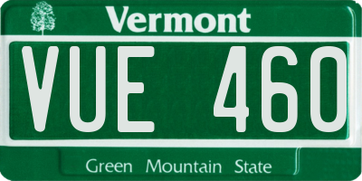 VT license plate VUE460