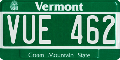 VT license plate VUE462