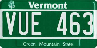 VT license plate VUE463