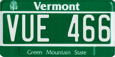 VT license plate VUE466