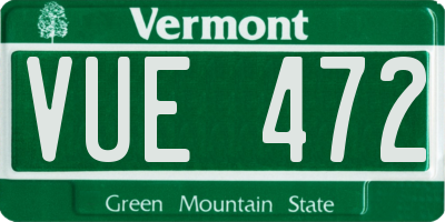 VT license plate VUE472