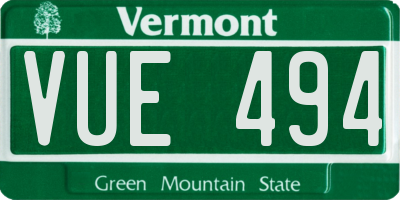 VT license plate VUE494