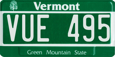 VT license plate VUE495