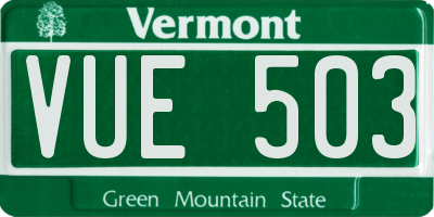VT license plate VUE503