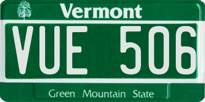 VT license plate VUE506