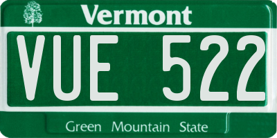 VT license plate VUE522