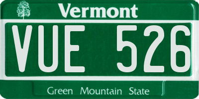 VT license plate VUE526
