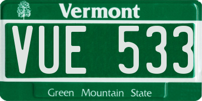 VT license plate VUE533