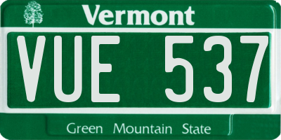 VT license plate VUE537