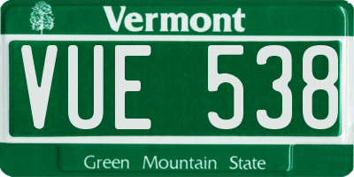 VT license plate VUE538