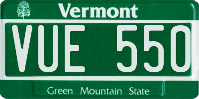 VT license plate VUE550