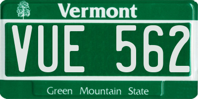 VT license plate VUE562
