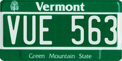 VT license plate VUE563