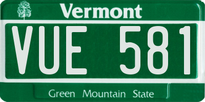 VT license plate VUE581