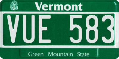 VT license plate VUE583