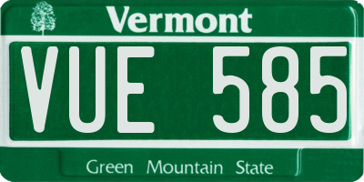 VT license plate VUE585