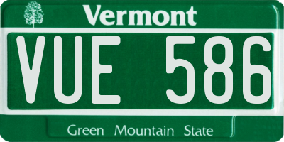 VT license plate VUE586