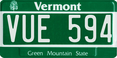 VT license plate VUE594