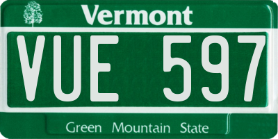 VT license plate VUE597