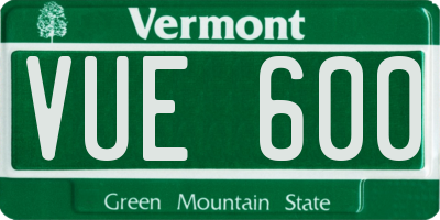 VT license plate VUE600