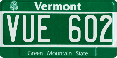 VT license plate VUE602