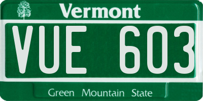 VT license plate VUE603