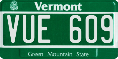 VT license plate VUE609