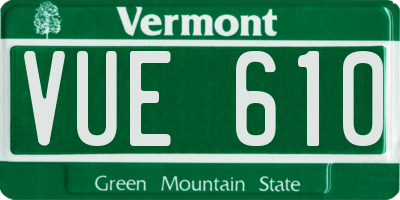 VT license plate VUE610