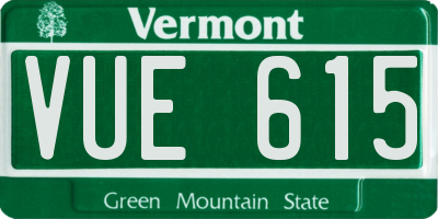 VT license plate VUE615