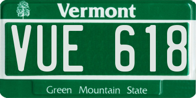 VT license plate VUE618