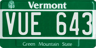 VT license plate VUE643