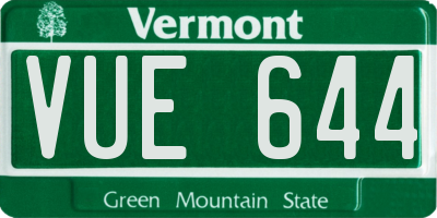VT license plate VUE644