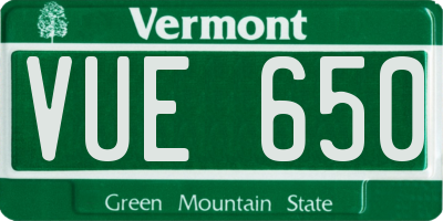 VT license plate VUE650
