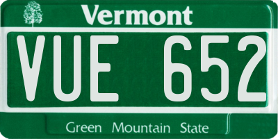 VT license plate VUE652