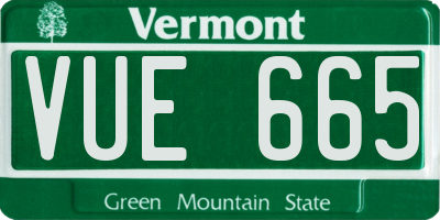 VT license plate VUE665