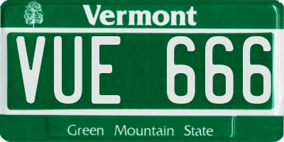 VT license plate VUE666