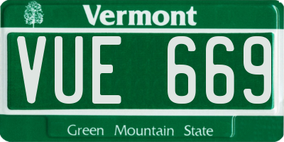 VT license plate VUE669