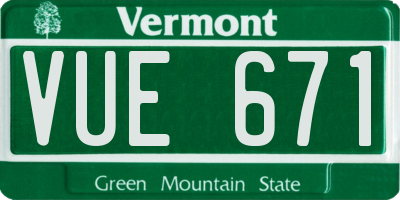 VT license plate VUE671